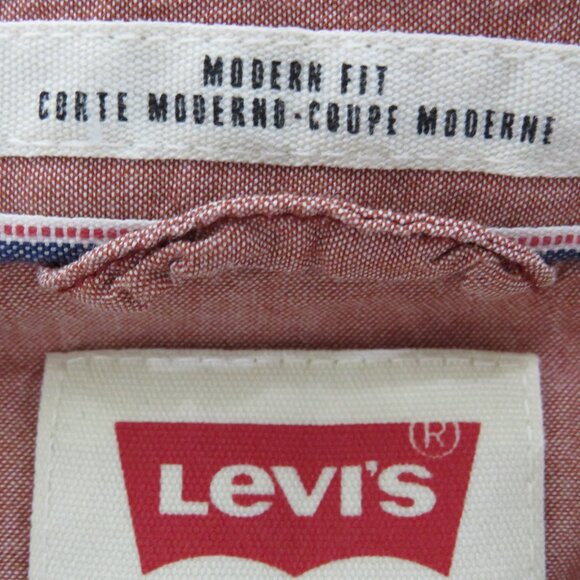 Levi's* Men's Short Sleeve Snap Down Curved Hem Double Pocket Shirt~ Size Large - Picture 4 of 11